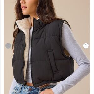Altar'd State Black Reversible Vest with Sherpa Cream color inside